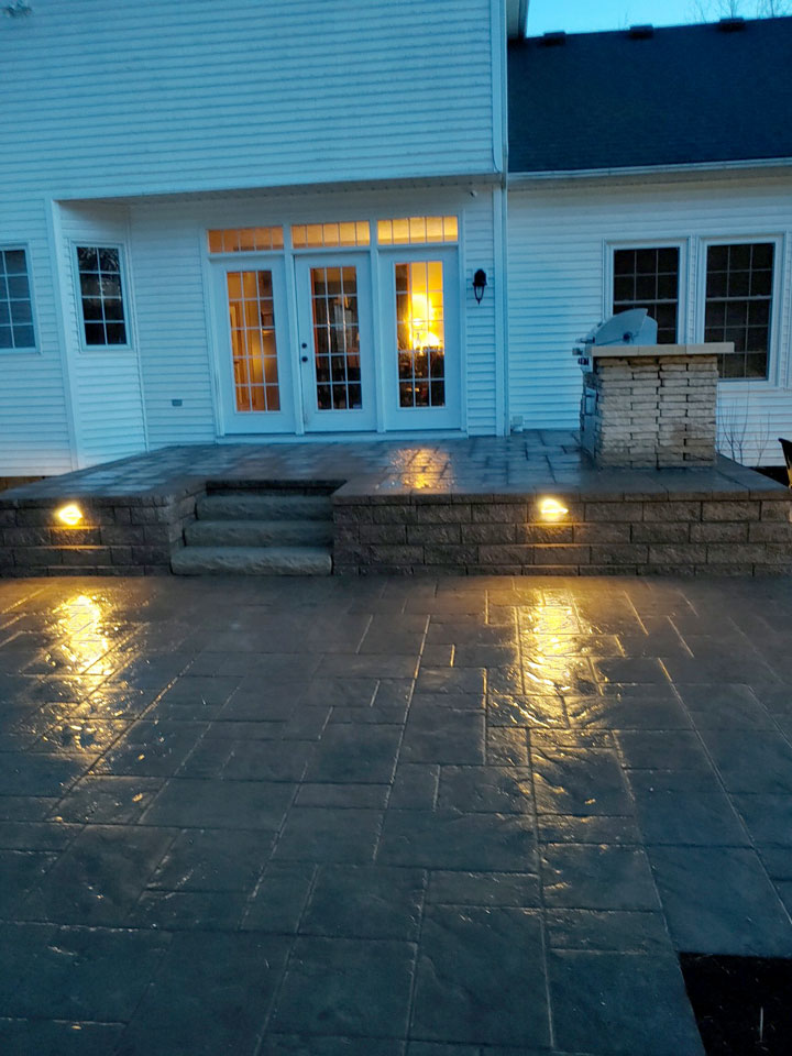 low voltage lighting along deck and patio