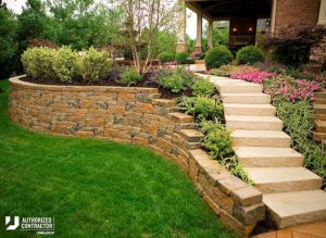 Add some flair to your retaining wall for front yard landscaping in Northeast Ohio